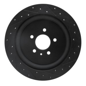 Ford Mustang Brake Rotor (1) - Rear Left - R1 Concepts - Drilled & Slotted - Black - `13-`14